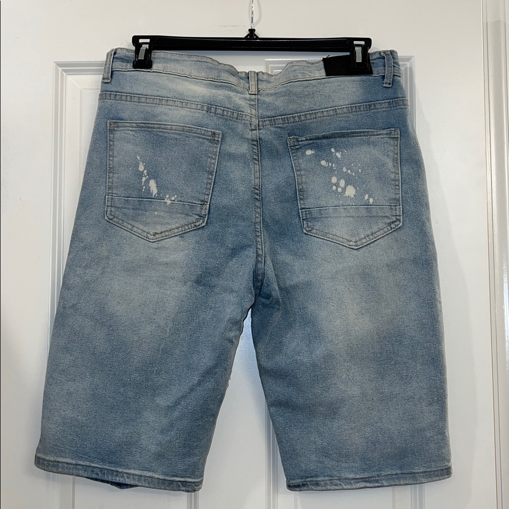 Distressed Blue Denim Shorts - Picture 6 of 10